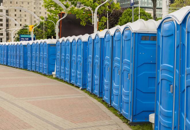 portable restrooms with sink and hand sanitizer stations, available at a festival in Santa Ysabel CA